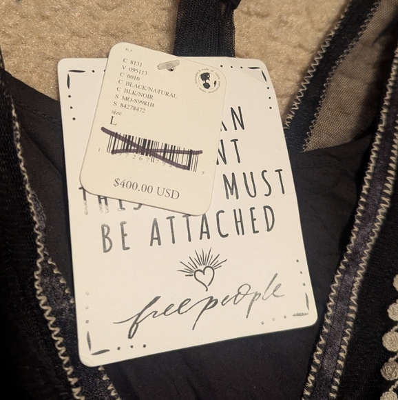 FREE PEOPLE Ollari Ethereal Lace Mini Black Dress NWT Large - Picture 9 of 9